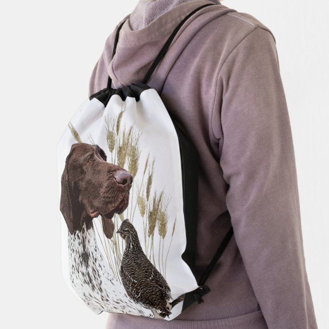 German Shorthaired Pointers (GSP) Postcard Coffee  Drawstring Bag (Insitu)