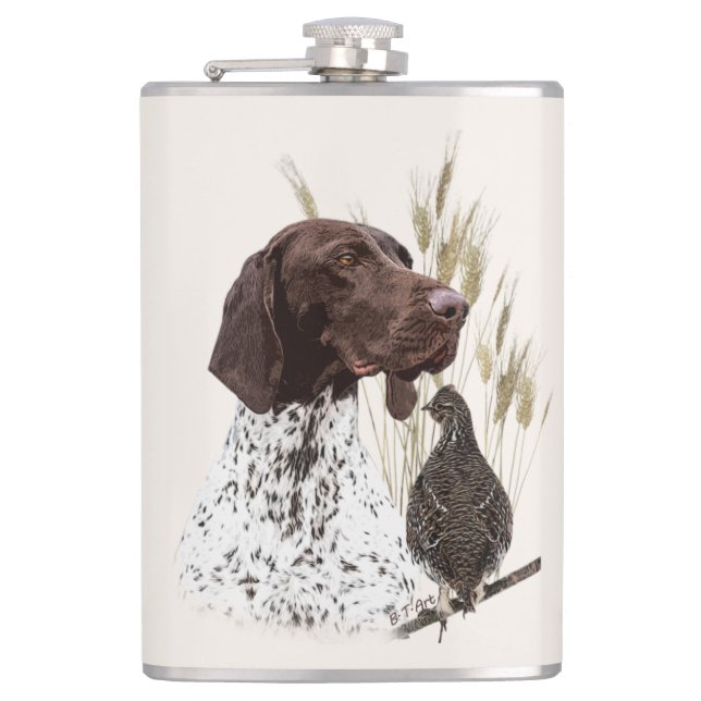 German Shorthaired Pointers (GSP) Postcard Coffee  Flask (Front)