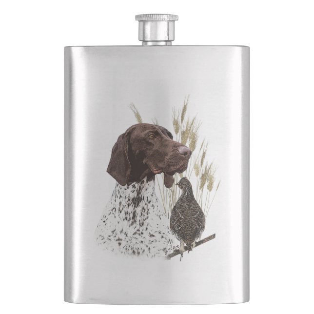 German Shorthaired Pointers (GSP) Postcard Coffee  Flask (Front)