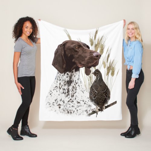 German Shorthaired Pointers GSP Postcard Coffee  Fleece Blanket