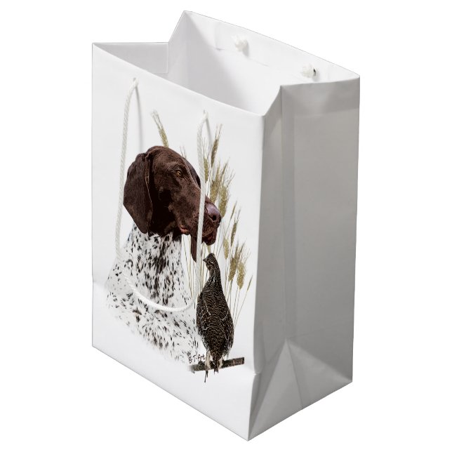 German Shorthaired Pointers (GSP) Postcard Coffee  Medium Gift Bag (Front Angled)