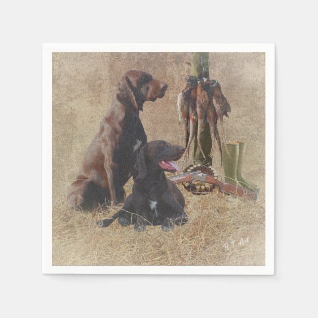 German Shorthaired Pointers (GSP) Postcard Coffee  Napkins (Front)
