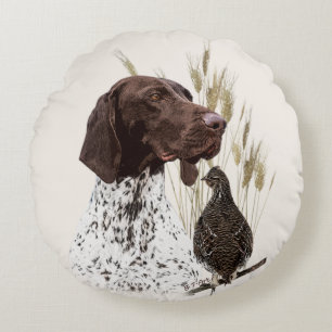 German Shorthaired Pointers (GSP) Postcard Coffee  Round Pillow