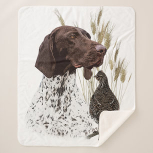 German Shorthaired Pointers (GSP) Postcard Coffee  Sherpa Blanket