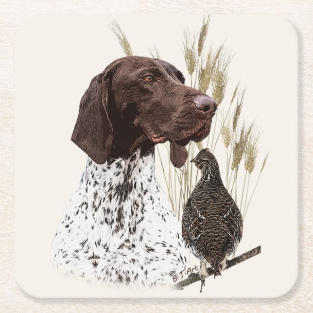German Shorthaired Pointers (GSP) Postcard Coffee  Square Paper Coaster (Front)