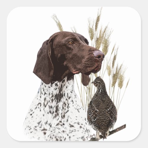 German Shorthaired Pointers GSP Postcard Coffee  Square Sticker