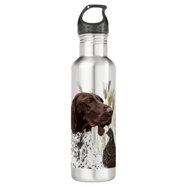 German Shorthaired Pointers (GSP) Postcard Coffee  Stainless Steel Water Bottle (Front)