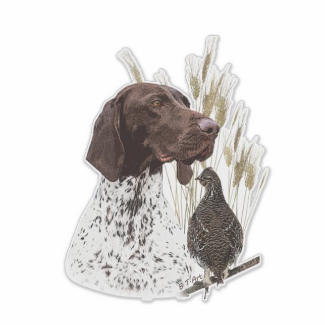 German Shorthaired Pointers (GSP) Postcard Coffee  Sticker (Front)