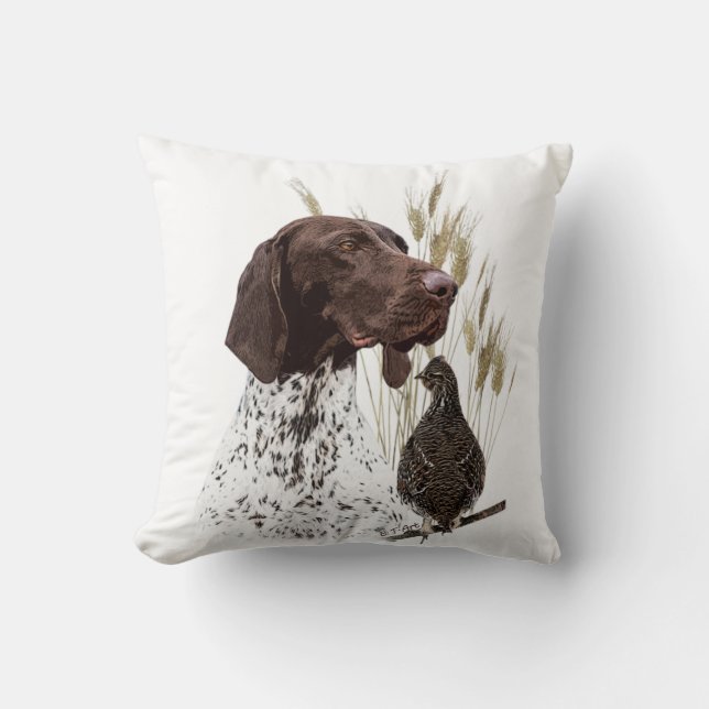 German Shorthaired Pointers (GSP) Postcard Coffee  Throw Pillow (Front)