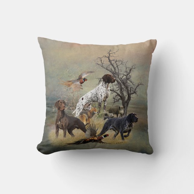 German Shorthaired Pointers (GSP) Throw Pillow (Front)