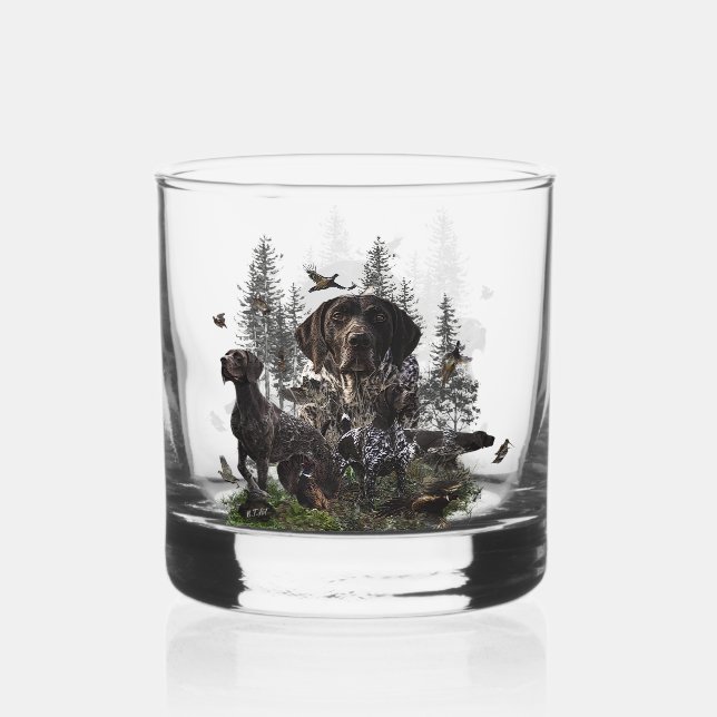 German Shorthaired Pointers (GSP) Whiskey Glass (Front)