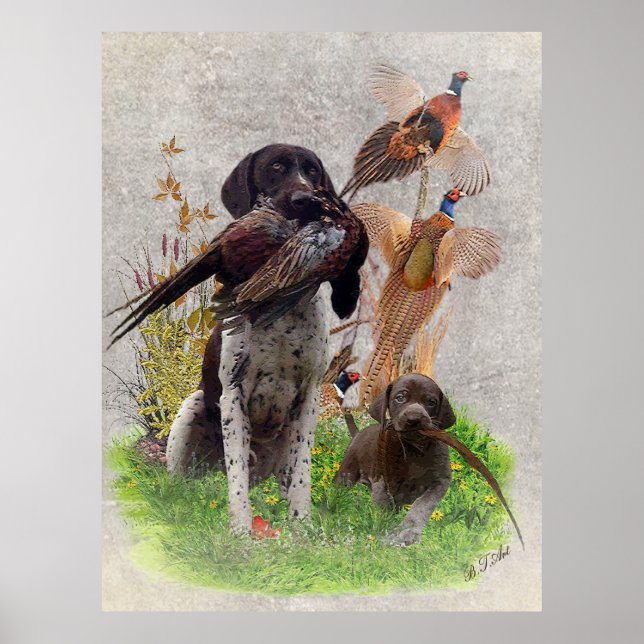 German Shorthaired Pointers (GSP) Wooden Box Sign  (Front)