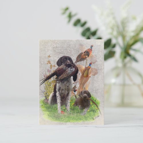 German Shorthaired Pointers GSP Wooden Box Sign  Postcard