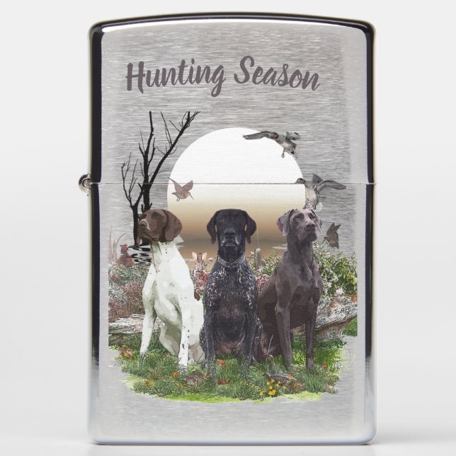 German Shorthaired Pointers (GSP) Zippo Lighter (Front)
