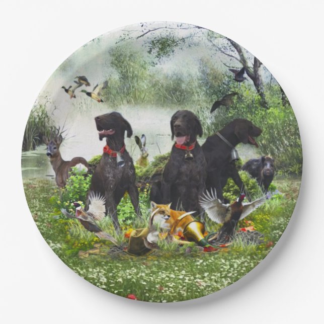 German Shorthaired Pointers Paper Plates (Front)