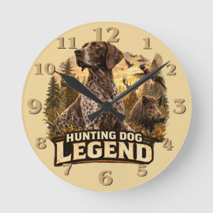 German Shorthaired Pointers Round Clock