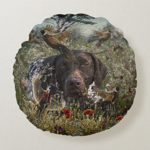 German Shorthaired Pointers Round Pillow