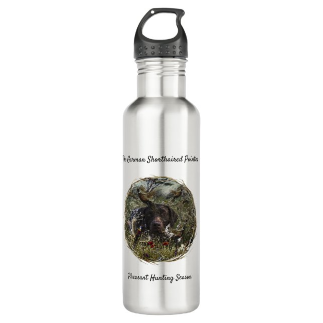 German Shorthaired Pointers Stainless Steel Water Bottle (Front)