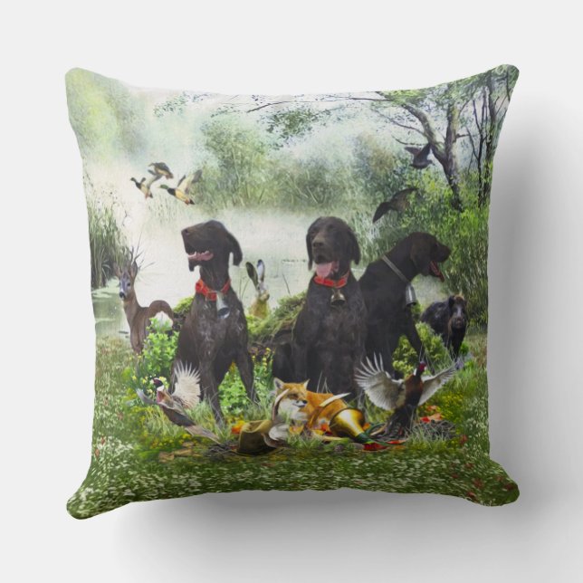 German Shorthaired Pointers Throw Pillow (Back)