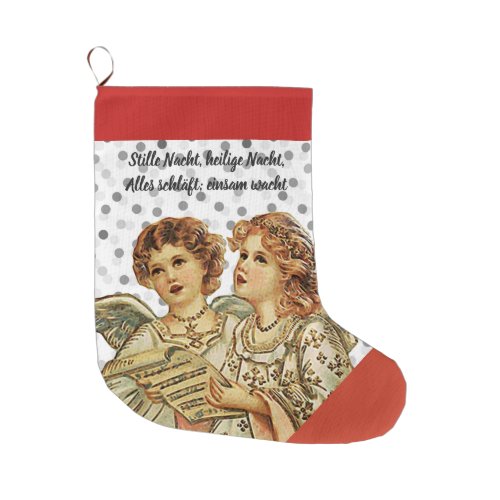 GERMAN SILENT NIGHT W ANGELS Christmas Stocking