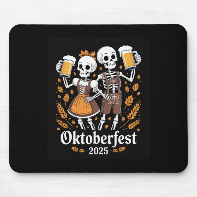 German Skeleton Halloween Lederhosen Funny 2025  Mouse Pad (Front)
