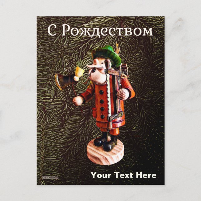 German "Smoker Man" Incense Burner - Christmas Postcard (Front)