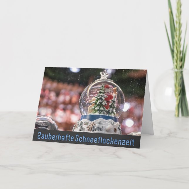 German Snowstorm globe Merry Christmas Greetings Card (Front)