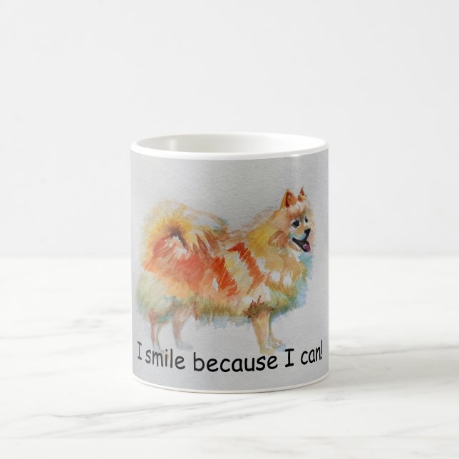 German Spitz Dog 'I Smile Because I Can' Card Coffee Mug (Center)