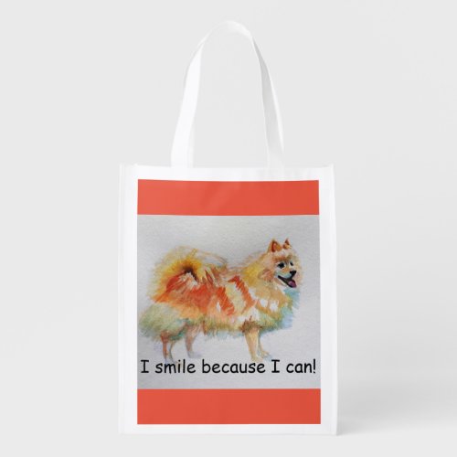 German Spitz Dog I Smile Because I Can Card Grocery Bag