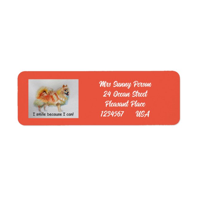 German Spitz Dog 'I Smile Because I Can' Card Label (Front)