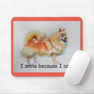 German Spitz Dog 'I Smile Because I Can' Card Mouse Pad