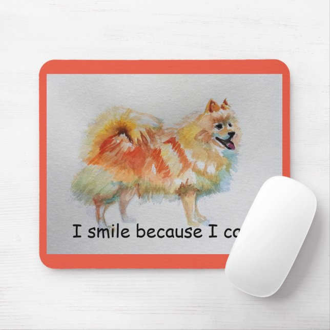 German Spitz Dog 'I Smile Because I Can' Card Mouse Pad (With Mouse)