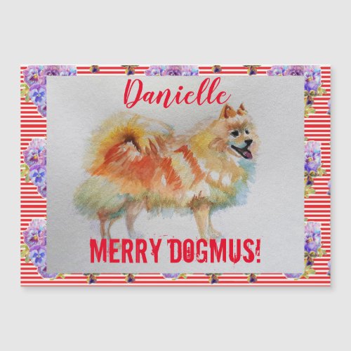 German Spitz Dog Merry Christmas Magnetic Card