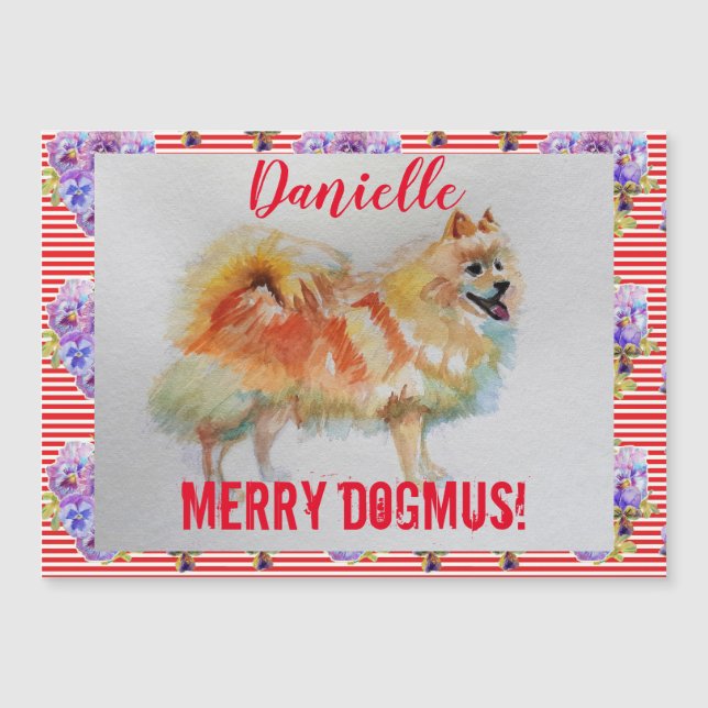German Spitz Dog Merry Christmas Magnetic Card (Front)