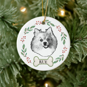 German Spitz Dog Personalized Hand Drawing Ceramic Ornament