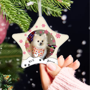 German Spitz Dog Personalized Hand Drawing Ceramic Ornament