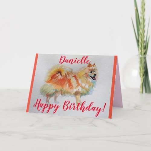 German Spitz Dog Watercolor pet Birthday Card