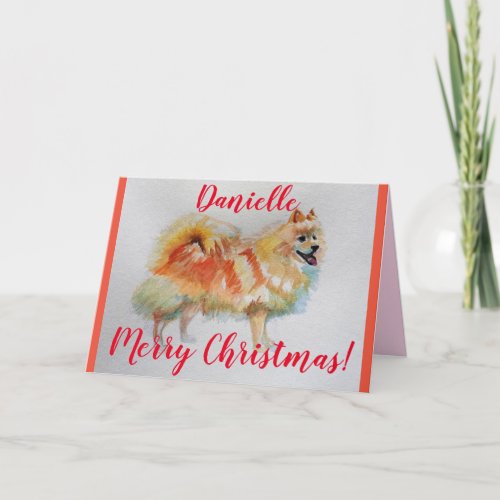 German Spitz Dog Watercolor pet Christmas Card