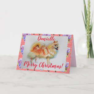 German Spitz Dog Watercolor pet Christmas Card