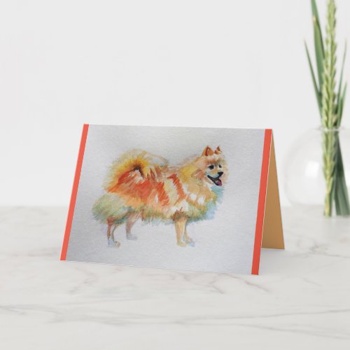 German Spitz Dog Watercolor pet Greetings Card