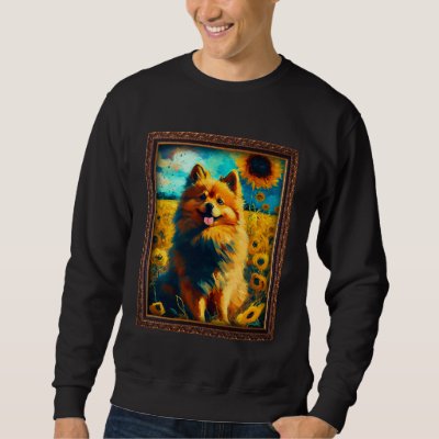 German Spitz Painting Sunflower Flower Mom Women F Sweatshirt