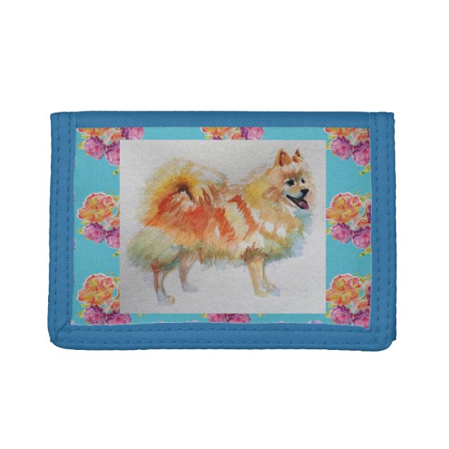 German Spitz Pomeranian Dog Roses Ladies Wallet (Front)