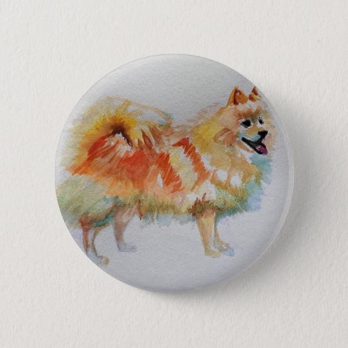 German Spitz Pomeranian Watercolor Dog Dogs Button