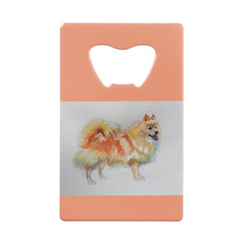 German Spitz Pomeranian Watercolor Dog Dogs Credit Card Bottle Opener