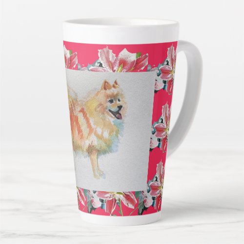 German Spitz Pomeranian Watercolor Dog Latte Mug