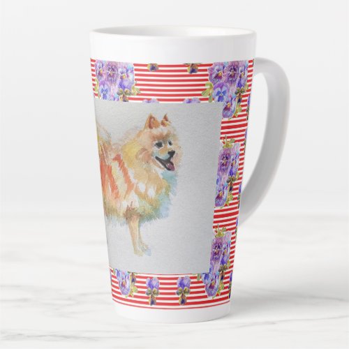 German Spitz Pomeranian Watercolor Dog Latte Mug