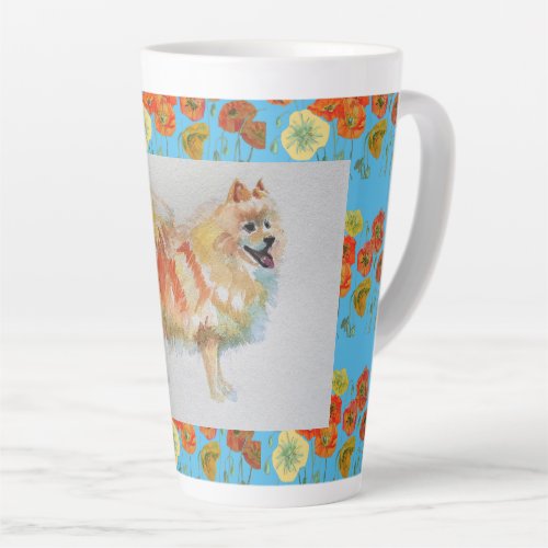 German Spitz Pomeranian Watercolor Dog Latte Mug