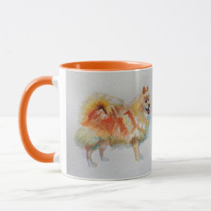 German Spitz Pomeranian Watercolor Orange Mug