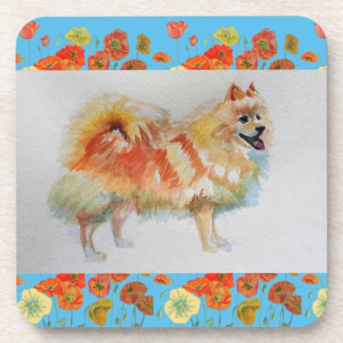 German Spitz Pomeranian Watercolor Pet Dog Coaster