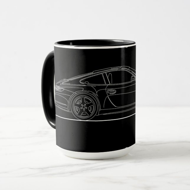 German Sports Car 997 Line Drawing Mug (Front Left)
